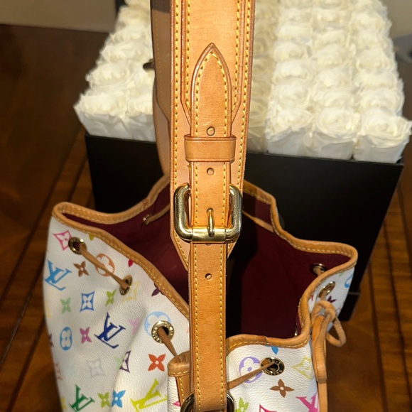 Louis Vuitton Multicolor White Canvas Drawstring Bucket Bag - Picture 2 of 6